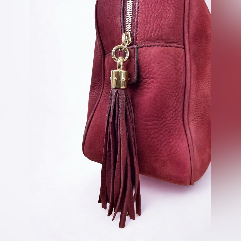 GUCCI Limited Edition Soho Chain Shoulder Bag - Burgundy Nubuck Suede -with COA - Picture 3 of 16